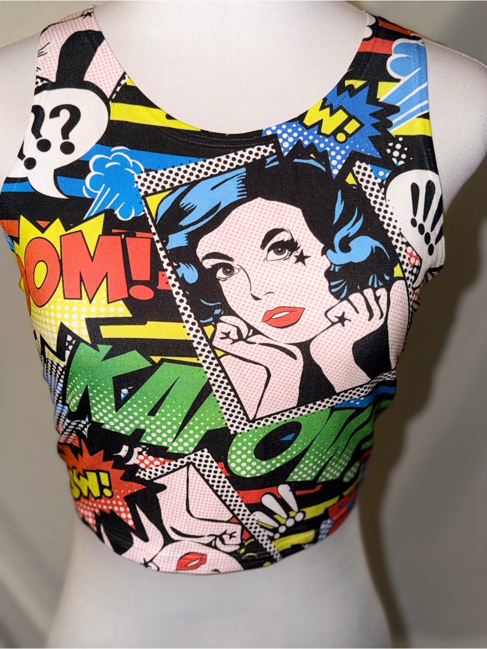 Blush Pop Art Print Crop Tank Top in Multi-Color